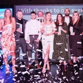 Winners at the 2022 Derbyshire and Nottinghamshire Apprenticeship Awards on stage with their trophies at the end of the night. (Photo by: Dean Atkins Photography/nationalworld.com)