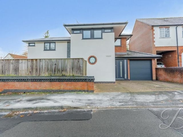 This unusual-looking four-bedroom, detached house on Harlow Avenue, Mansfield is on the market with estate agents BuckleyBrown, who are inviting offers in the region of £525,000.