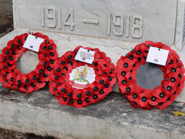 Poppy Wreaths at St Mary's Cenotaph Sutton in Ashfield