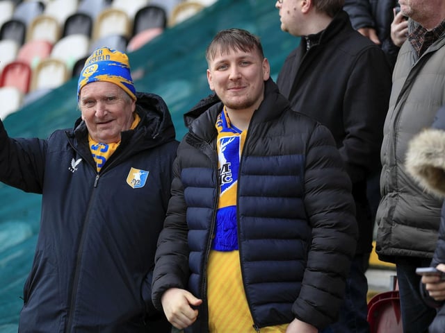 Mansfield Town fans enjoy the day at Newport County.