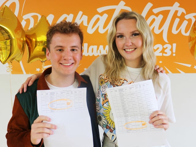 Animal care classmates Oliver Wigglesworth and Millie Smith celebrated their excellent grades together.