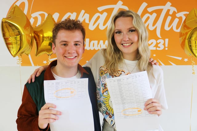 Animal care classmates Oliver Wigglesworth and Millie Smith celebrated their excellent grades together.