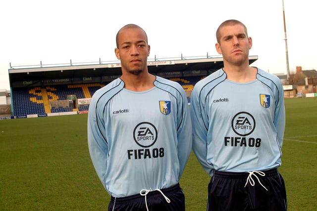 Alex Baptiste and Jake Buxton model Mansfield's new kit in 2007. Both players would go on to leave Stags for bigger and better opportunities, with Baptiste playing Premier League football with Blackpool and Buxton making a name for himself at Derby County.