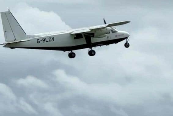 The plane is airborne.