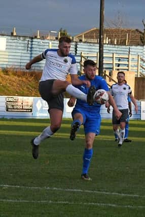 Sherwood goal scorer Charlie Taylor in action at Eccleshill.