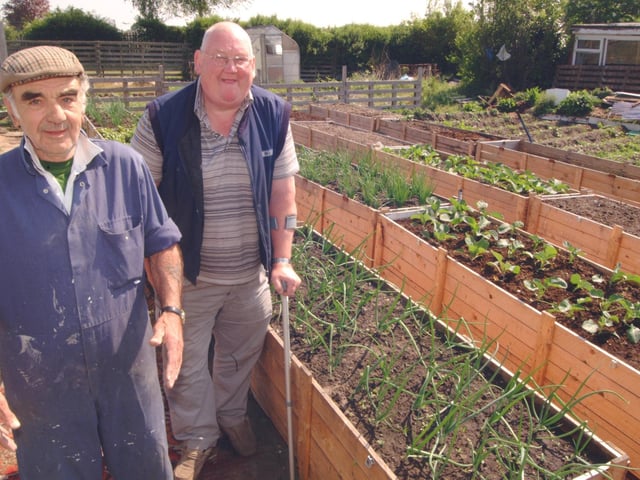 Forest Town Allotments: pictured are Les Pearson Chairman Elect of Forest Town Gardeners Ass and Secretary Syd Owen.