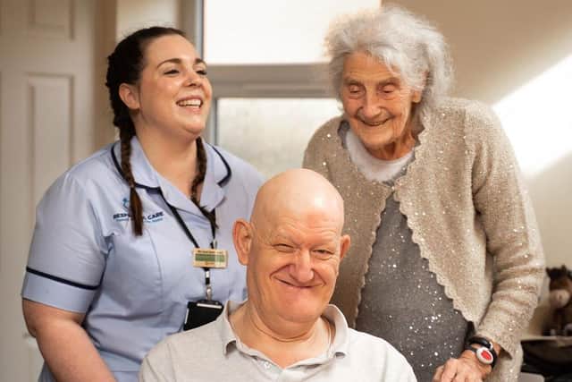 One of Respectful Care's new client relationship managers, Jade Pepper (left), enjoying her work, caring for clients Joyce and Brian.