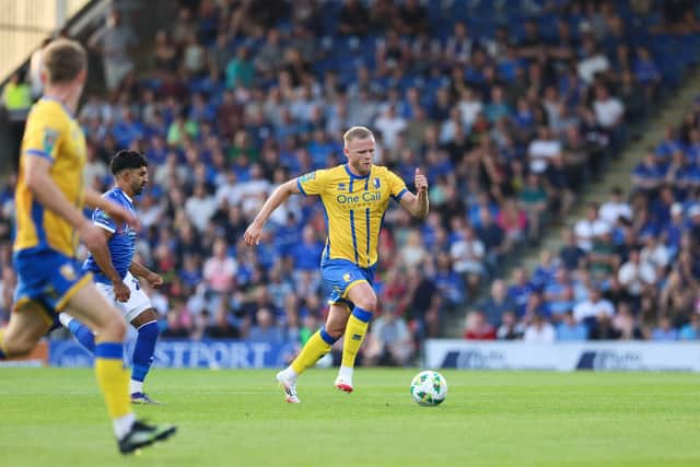 Mansfield Town defender Frazer Blake-Tracy (20) during the Carabao Cup first round against Chesterfield FC at the SMH Group Stadium, 12 August 2025, Photo credit Chris & Jeanette Holloway / The Bigger Picture.media