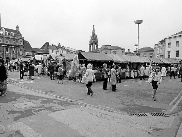 Mansfield's busy market in the 1980s.