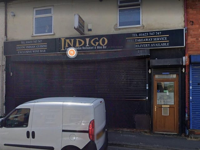 Indigo Indian Restaurant on Main Street, Shirebrook. Last inspected on March 24, 2022.