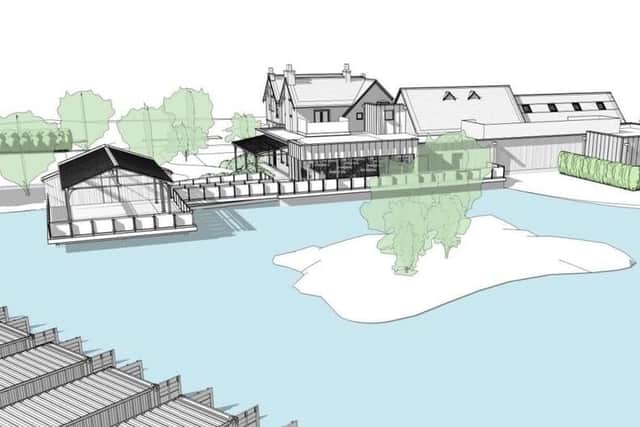 The site would be drastically changed, including the creation of a lake surrounded by glamping units (Image: CTD Architects)