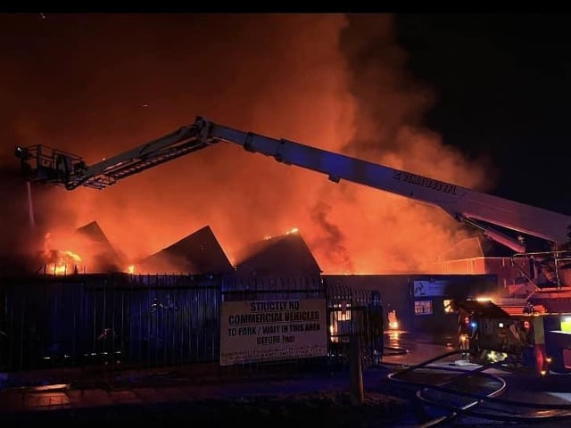 The firefighting operation continues.
