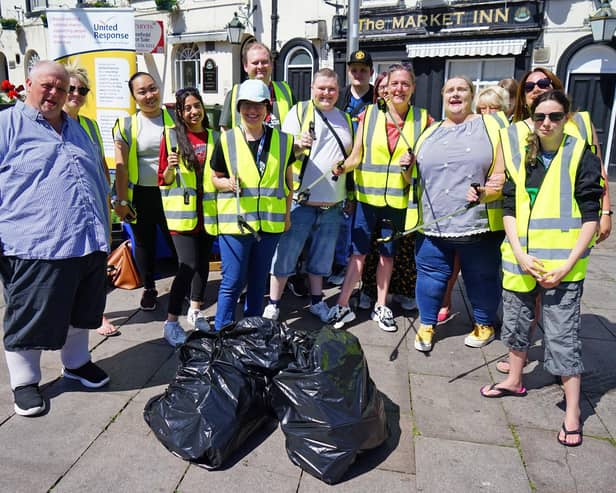 The United Response litter pick in Mansfield town centre.