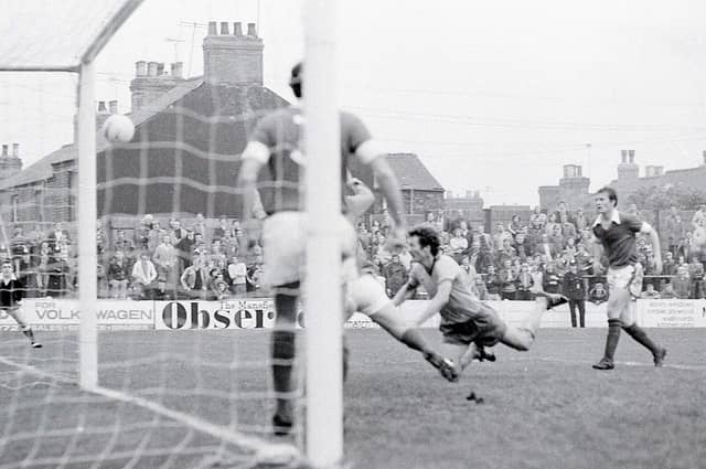 Dennis Martin nets against Walsall in a 3-1 home defeat in October 1978.