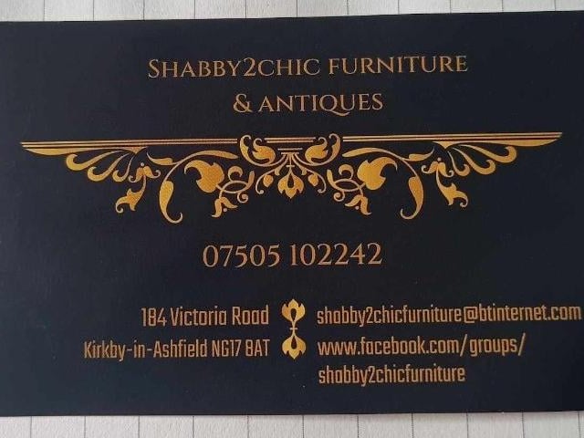Shabby2Chic Furniture and Antiques, Kirkby, NG17 8AT, is rated five stars on Google reviews.