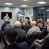 Coun Matthew Relf, Cabinet member for planning and regeneration, talks to business leaders at Ashfield District Council's networking event.