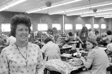 Kirkby's Meridian factory in the seventies.The factory closed as part of the decline of the British textile industry. The company, which was an important local employer, was acquired by Courtaulds in 1963 and its operations were eventually consolidated or moved, leading to the closure of the Kirkby site.