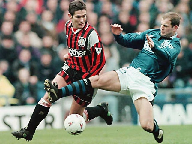 Clough signed for Premier League relegation battlers Manchester City for £1.5million in 1996. He played in all of Manchester City's remaining 15 league appearances after his arrival at Maine Road, scoring twice, but could not stave off relegation.