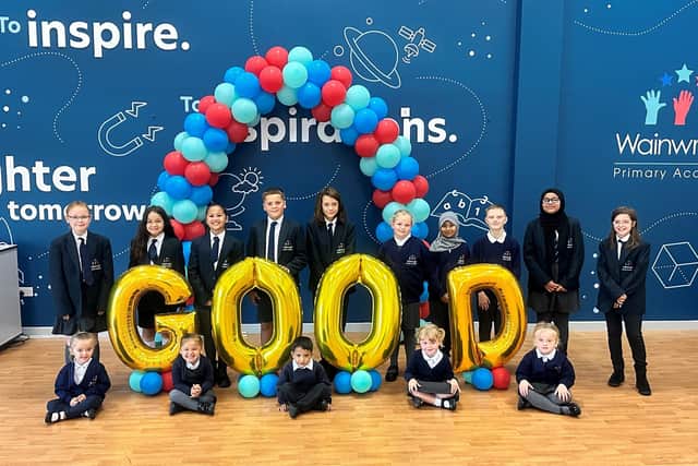 Wainwright Academy pupils celebrate the school's excellent Ofsted report. Photo: Wainright Academy