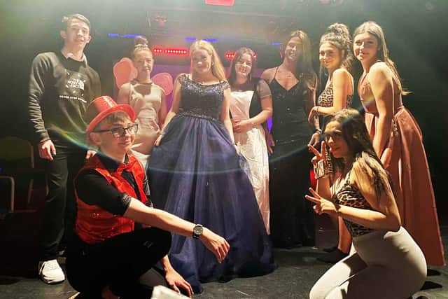 West Notts College students in their panto costumes.