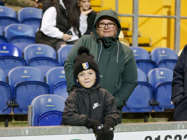Mansfield Town fans are pictured before the defeat to Bradford City.