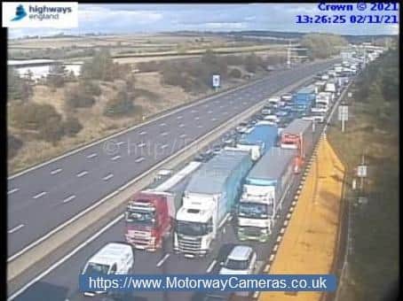 The M1 southbound is closed on all lanes.