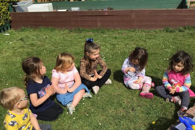 Children at Cherubs Nursery in Edwinstowe practiced meditation as part of Mental Health Week