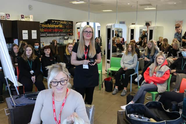 Amanda Denny shared her experience of hair extensions with employers and students.