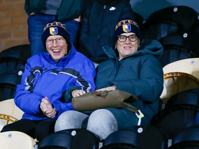 Some of the Mansfield Town fans who headed to Burton for the EFL Trophy defeat.