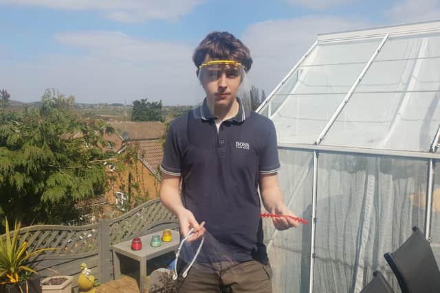 Jack with some of his face shields.