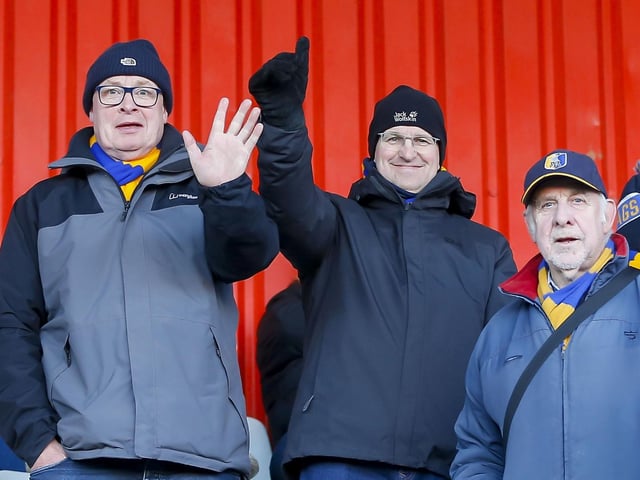 Mansfield Town fans at the Lamex Stadium for the match against Stevenage.