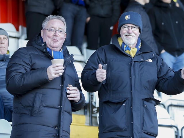 Mansfield Town fans at the Lamex Stadium for the match against Stevenage.