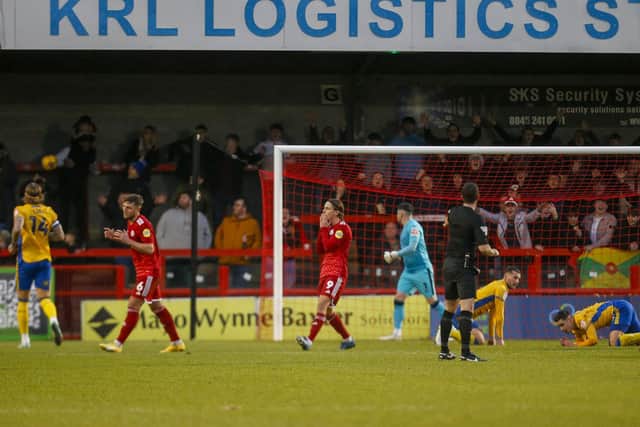Crawley level from the spot during the Sky Bet League 2 match against Crawley Town FC at The Broadfield Stadium, Saturday 16 December2023 
Photo credit -  Chris & Jeanette Holloway / The Bigger Picture.media