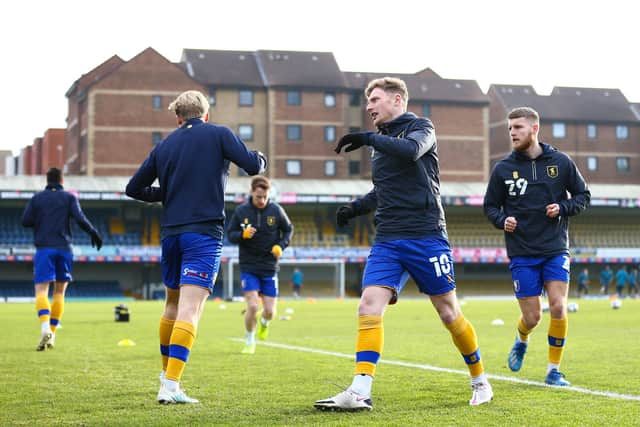 Jason Law, right, warming up with the Stags.