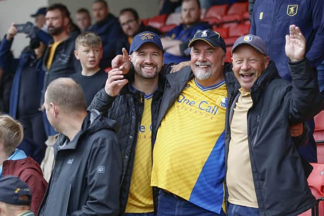 Mansfield Town fans ahead of the opening day draw at Crewe.