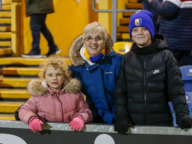 Stags fans during the Sky Bet League 2 match against Bradford City AFC at the One Call Stadium, 08 Nov 2022.
