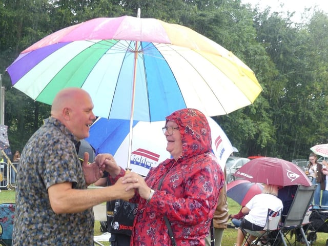 Dancing in the rain.