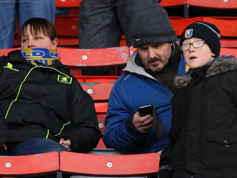Stags fans ahead of kick-off before a 1-0 defeat to Swindon Town in February 2018.