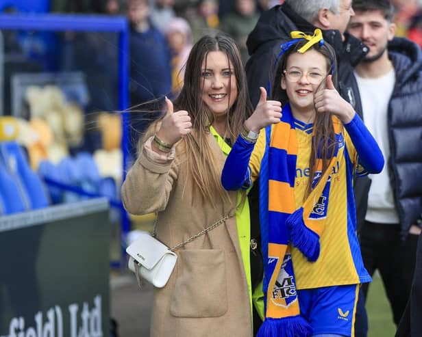 Mansfield Town fans ahead of the draw with Colchester United.