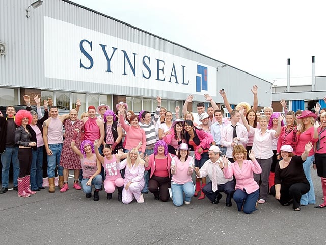 The Synseal factory on Common Road in Huthwaite turned a shade of pink in 2006 Over 700 staff turned up dressed in pink to raise money for breast cancer awareness with a Tickled Pink Day.