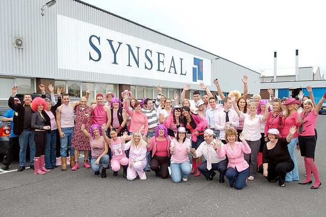 The Synseal factory on Common Road in Huthwaite turned a shade of pink in 2006
Over 700 staff turned up dressed in pink to raise money for breast cancer awareness with a Tickled Pink Day.