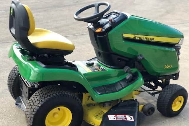 A John Deere model 310 rotary ride-on mower was stolen. Photo by Nottinghamshire Police.