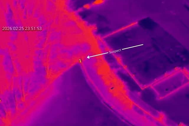 An image from the police drone of the suspect