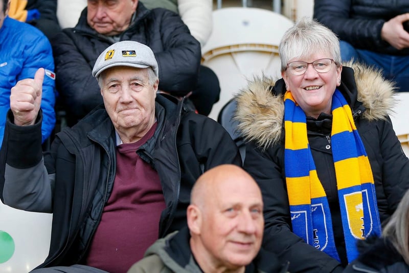 Mansfield Town fans ahead of kick-off at Newport.