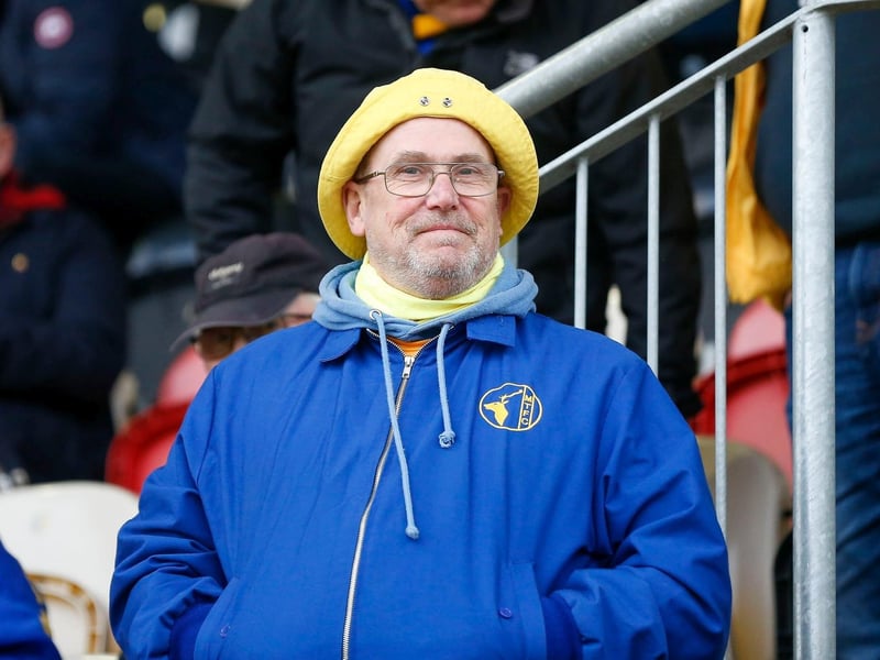Mansfield Town fans ahead of kick-off at Newport
