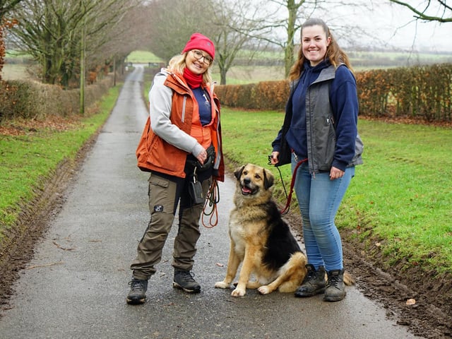 Doggy Dens UK Rescue. Denise Hardwick and Jade Sheldon with Bruce.