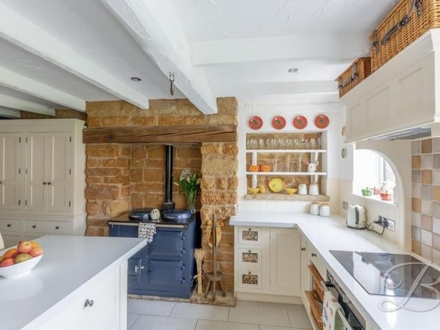 As well as a range of integrated appliances, the kitchen has space and plumbing for an Aga and a fridge/freezer.