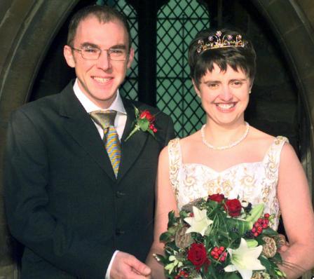 Kevin Dawson and Rebecca Charles married at St Katherine's Church, Loversall, 2000.