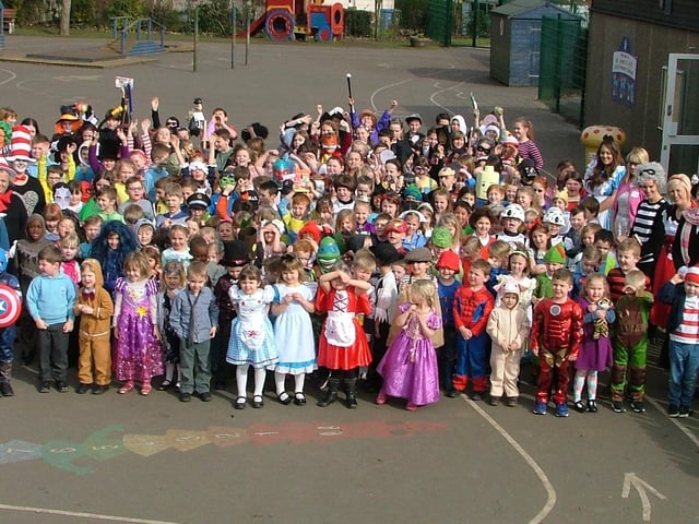 Pupils in Mansfield celebrating World Book Day in 2016.