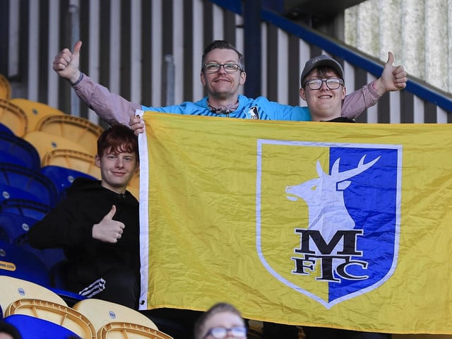 Mansfield Town fans ahead of the draw with Colchester United.